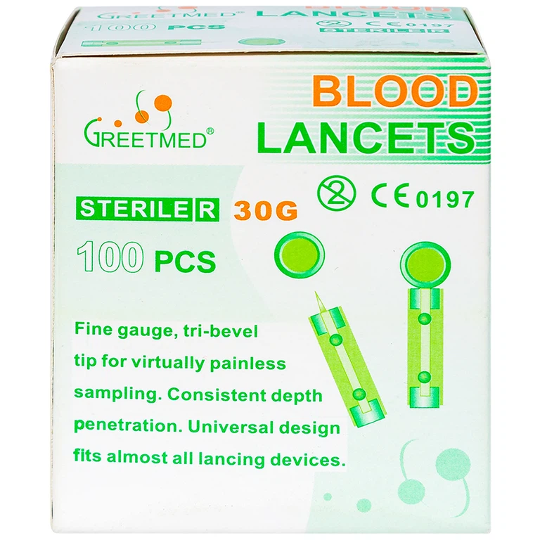 Kim lấy máu Blood Lancets Greetmed dùng cho máy đo đường huyết (100 cái)
