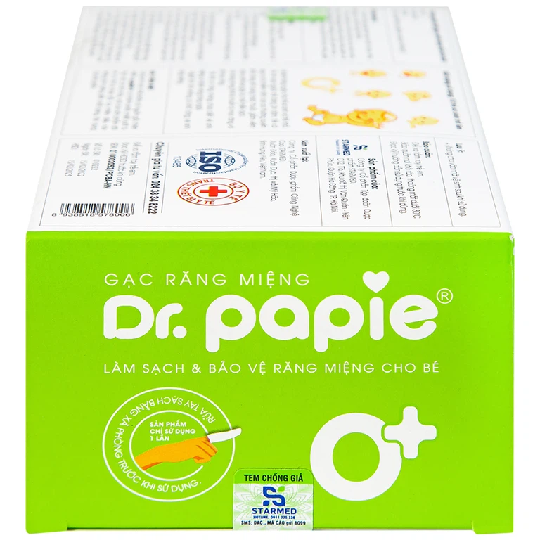 Gạc răng miệng Dr.Papie làm sạch và bảo vệ răng miệng cho bé (30 gói)