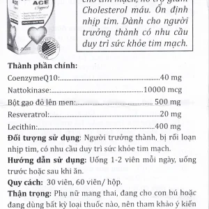 Viên uống Heart Ace Support Vitamins For Life hỗ trợ sức khỏe tim mạch, điều hòa nhịp tim (Hộp 30 viên)