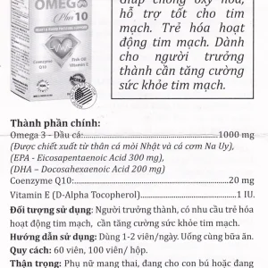 Viên uống Omega Plus 10 Vitamins For Life chống oxy hóa, hỗ trợ tốt cho tim mạch (Hộp 60 viên)