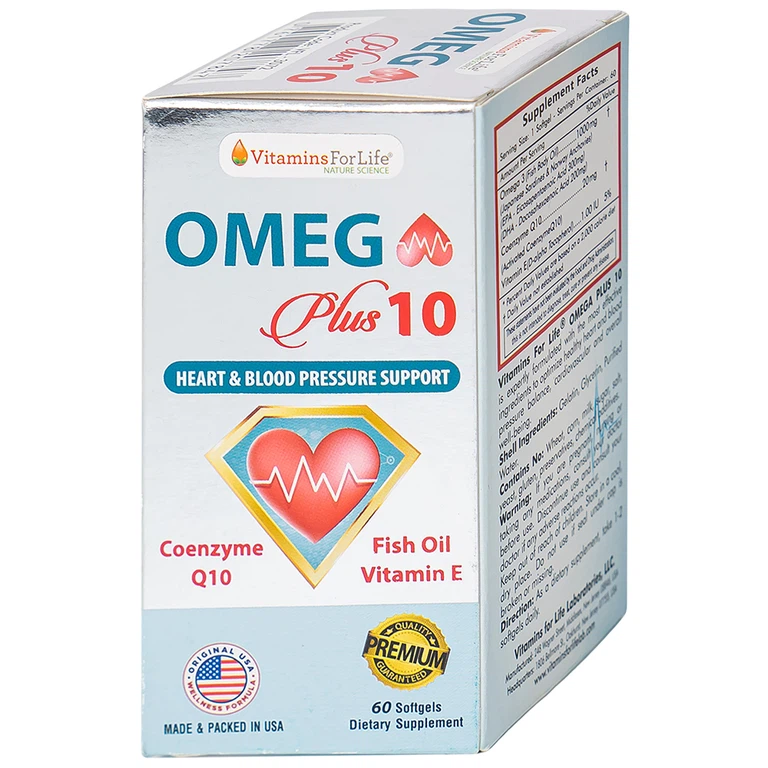 Viên uống Omega Plus 10 Vitamins For Life chống oxy hóa, hỗ trợ tốt cho tim mạch (Hộp 60 viên)