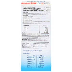 Siro Kinder Immune Doppelherz Aktiv cung cấp các vitamin và khoáng chất (150ml)
