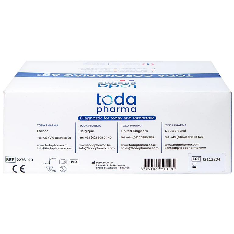 Bộ kit test nhanh Covid Toda Coronadiag Ag độ nhạy lên tới 98,6%, độ đặc hiệu 100% (20 kit)