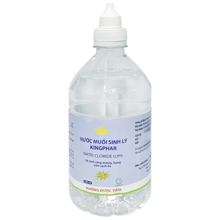 Nước muối sinh lý Kingphar vệ sinh răng miệng, họng (500ml)