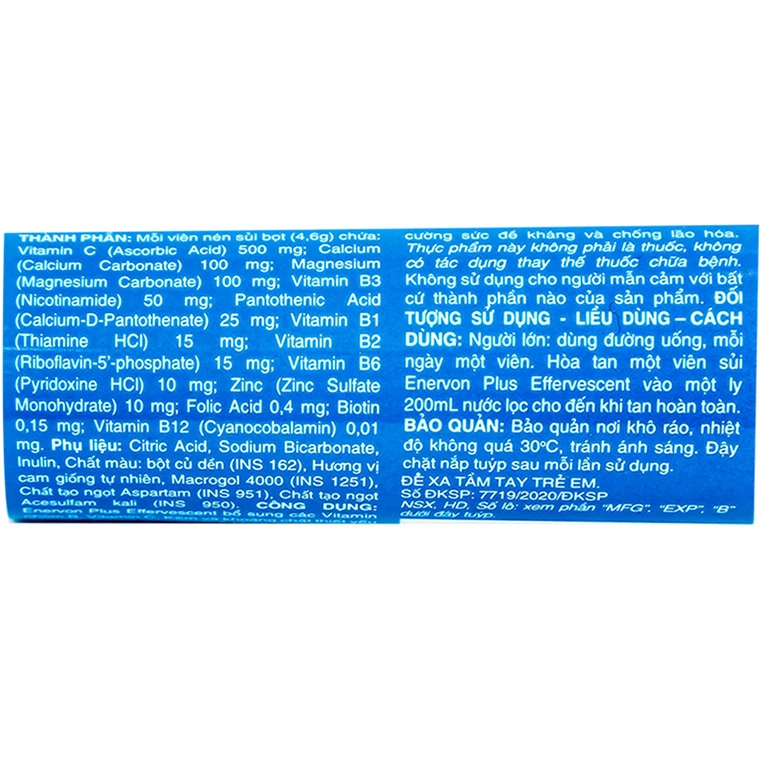 Viên sủi Enervon Plus Effervescent C.Hedenkamp bổ sung Vitamin và khoáng chất cho cơ thể (10 viên)