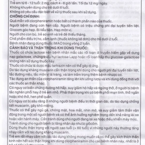 Thuốc Clorpheniramin 4mg Khapharco điều trị triệu chứng viêm mũi dị ứng theo mùa, quanh năm và mày đay (10 vỉ x 20 viên)