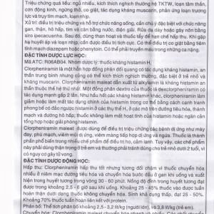 Thuốc Clorpheniramin 4mg Khapharco điều trị triệu chứng viêm mũi dị ứng theo mùa, quanh năm và mày đay (10 vỉ x 20 viên)