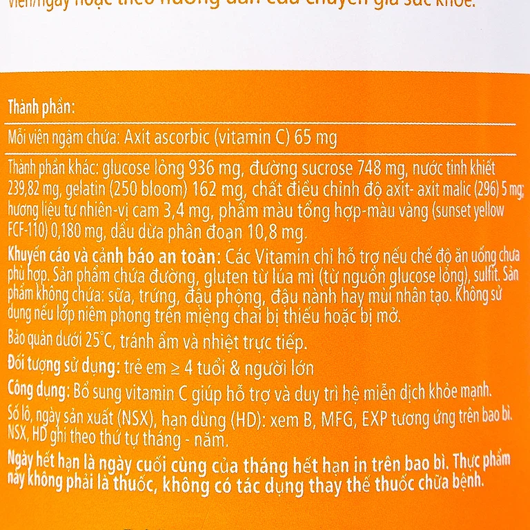 Kẹo dẻo Vitamin C Vita Gummies Nature's Way vị cam hỗ trợ và duy trì hệ miễn dịch khỏe mạnh (120 viên)