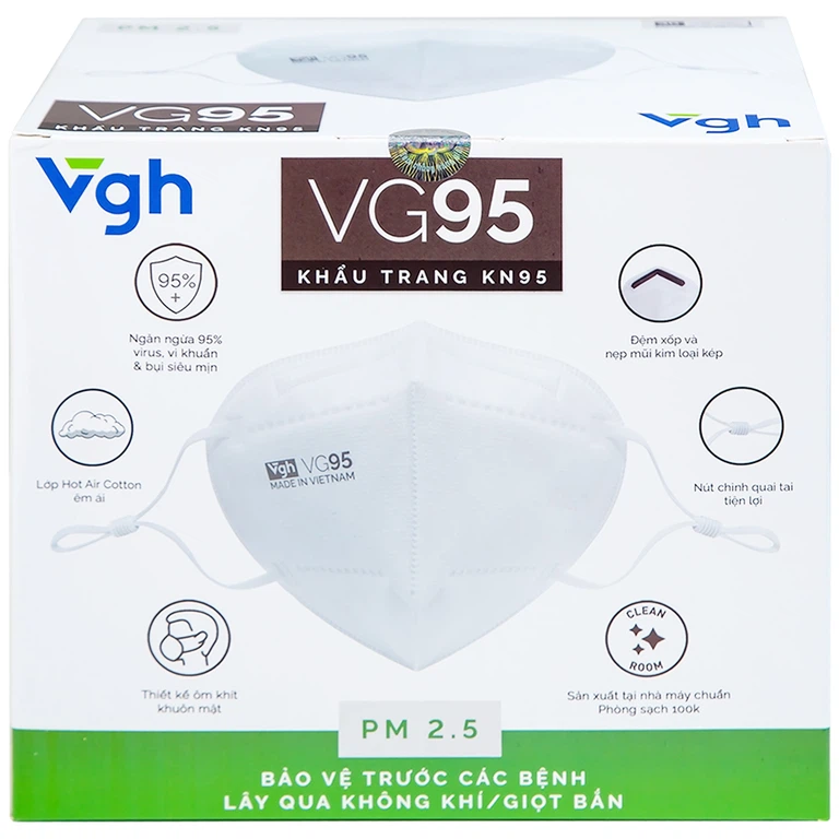 Khẩu trang 5 lớp VG95 ngăn ngừa dị vật, bụi mịn và siêu mịn