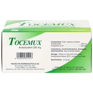Thuốc Tocemux điều trị tiêu chất nhầy, bệnh lý hô hấp có đờm (10 vỉ x 10 viên)