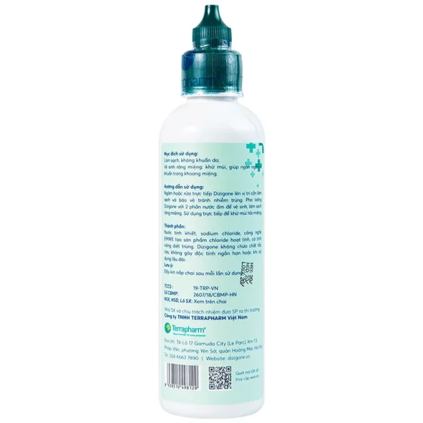 Dung dịch khoáng Dizigone Terrapharm làm sạch vi khuẩn trong 30 giây, vệ sinh răng miệng, khử mùi (300ml)