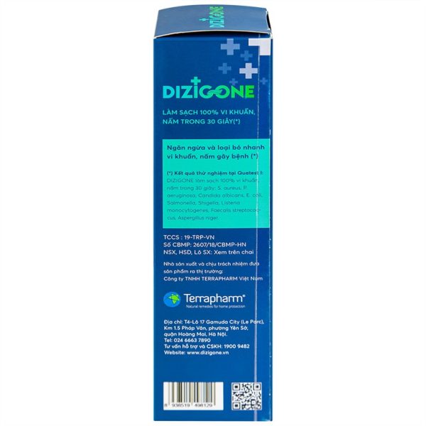 Dung dịch khoáng Dizigone Terrapharm làm sạch vi khuẩn trong 30 giây, vệ sinh răng miệng, khử mùi (300ml)