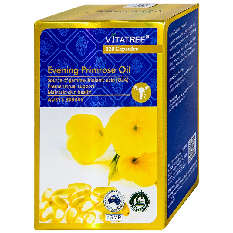 Viên uống Evening Primrose Oil Vitatree hỗ trợ giảm triệu chứng của tiền kinh nguyệt (120 viên)