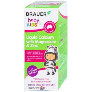 Siro Brauer Baby Kids Liquid Calcium With Magnesium And Zinc 200ml hỗ trợ xương, răng chắc khỏe