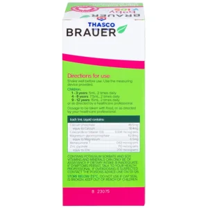 Siro Brauer Baby Kids Liquid Calcium With Magnesium And Zinc 200ml hỗ trợ xương, răng chắc khỏe