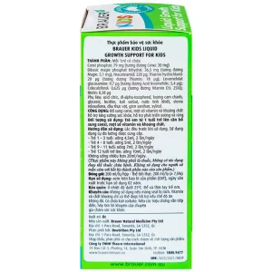 Siro Brauer Kids Liquid Growth Support For Kids bổ sung canxi, vitamin và khoáng chất (200ml)