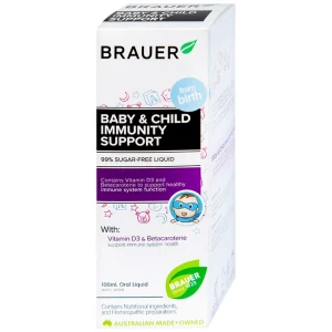 Siro Brauer Baby & Child Immunity Support hỗ trợ bổ sung betacaroten và vitamin D3 cho trẻ (100ml)