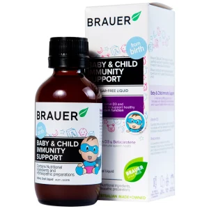 Siro Brauer Baby & Child Immunity Support hỗ trợ bổ sung betacaroten và vitamin D3 cho trẻ (100ml)