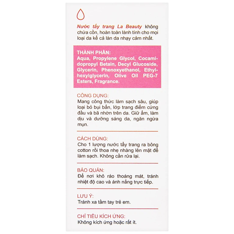 Nước tẩy trang Micellar Cleansing Water La Beauty làm sạch sâu, loại bỏ bụi bẩn (150ml)