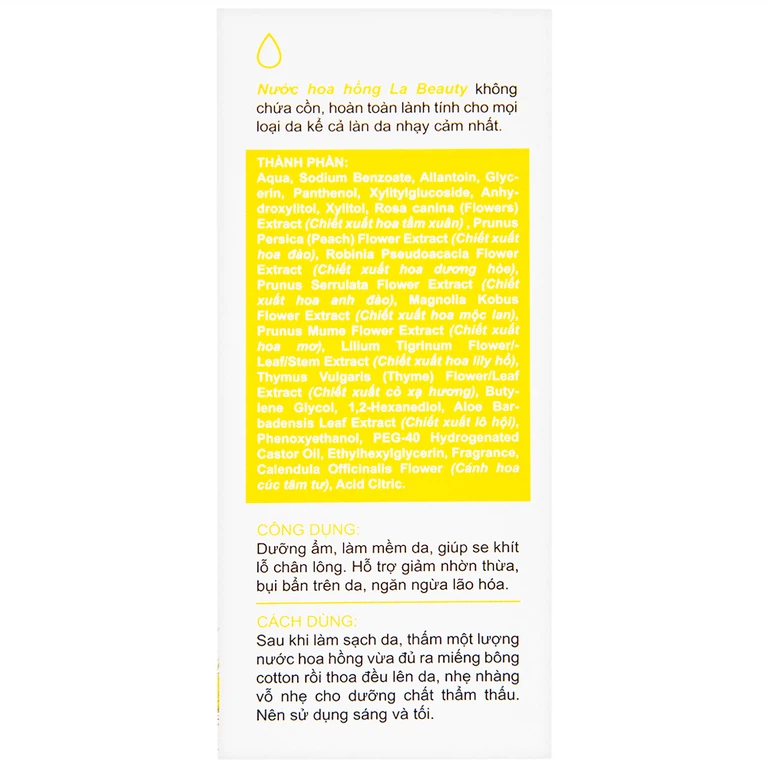 Nước hoa hồng La Beauty không chứa cồn dưỡng ẩm, làm mềm da (150ml)