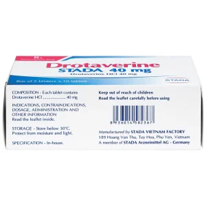 Thuốc Drotaverine Stada 40mg điều trị co thắt dạ dày, ruột, hội chứng ruột kích thích (5 vỉ x 10 viên)