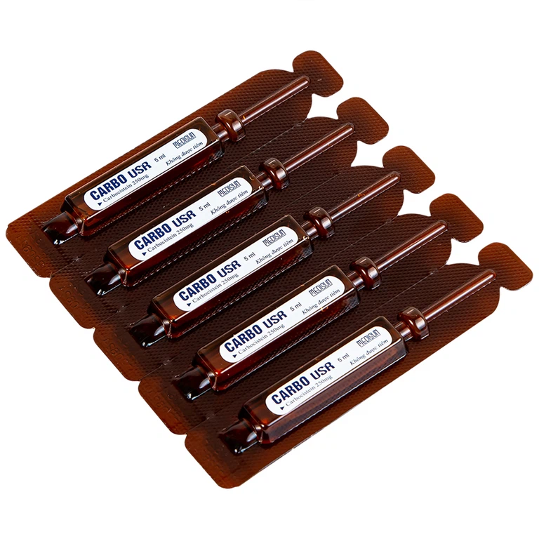 Thuốc Carbo USR 250mg Medisun điều trị rối loạn đường hô hấp (4 vỉ x 5 ống)