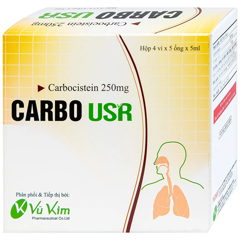 Thuốc Carbo USR 250mg Medisun điều trị rối loạn đường hô hấp (4 vỉ x 5 ống)