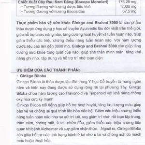 Viên uống Ginkgo And Brahmi 3000 Henry Blooms hỗ trợ hoạt huyết (60 viên)