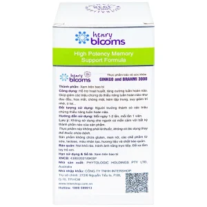 Viên uống Ginkgo And Brahmi 3000 Henry Blooms hỗ trợ hoạt huyết (60 viên)