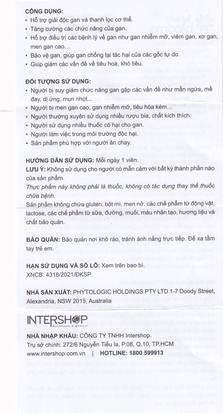 Viên uống Liver Detox 1-A-Day Henry Blooms hỗ trợ giải độc gan, bảo vệ gan (60 viên)