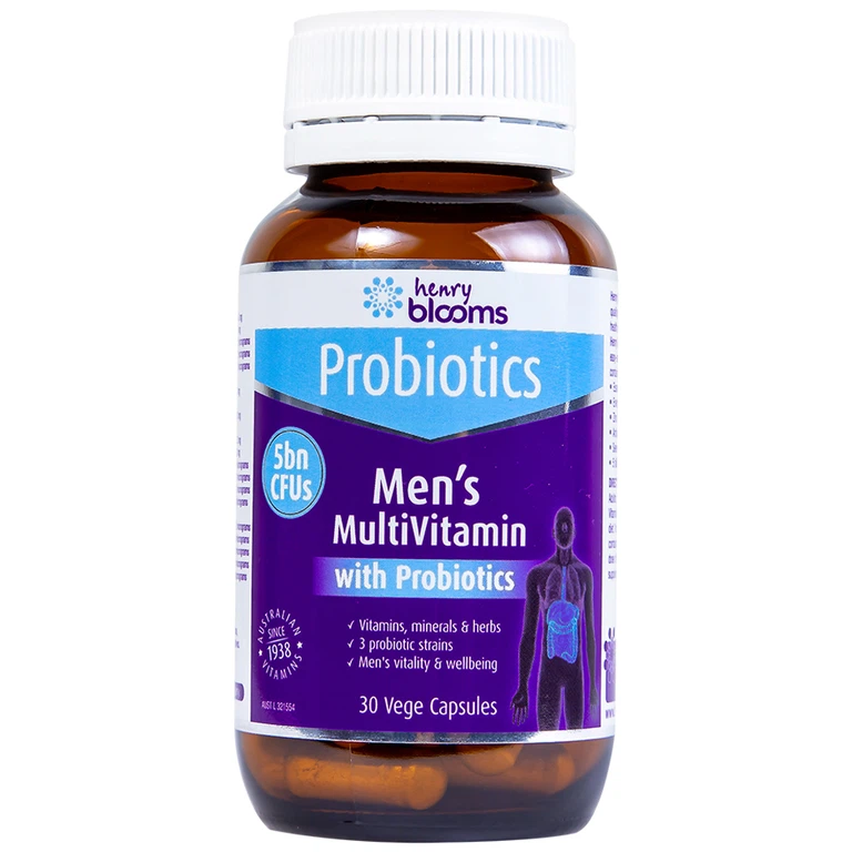 Viên uống Men's Multivitamin With Probiotics Henry Blooms cung cấp năng lượng và chất dinh dưỡng cần thiết (30 viên)
