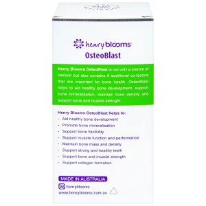 Viên uống OsteoBlast Henry Blooms bổ sung Canxi, Vitamin D3 và khoáng chất thiết yếu (60 viên)