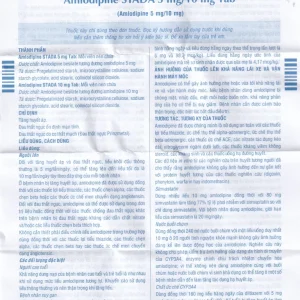Thuốc Amlodipine Stada 5mg Tab điều trị tăng huyết áp, đau thắt ngực (10 vỉ x 14 viên)