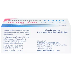 Thuốc Amlodipine Stada 10mg Tab điều trị tăng huyết áp, đau thắt ngực (10 vỉ x 14 viên)