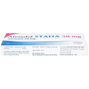 Thuốc Atenolol Stada 50mg điều trị tăng huyết áp, đau thắt ngực (2 vỉ x 15 viên)