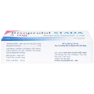 Thuốc Bisoprolol Stada 5mg điều trị tăng huyết áp, đau thắt ngực mạn tính ổn định (3 vỉ x 10 viên)