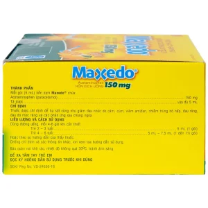 Hỗn dịch uống Maxedo 150mg United hạ sốt, giảm đau nhức do cảm cúm, viêm amidan (30 gói x 5ml)