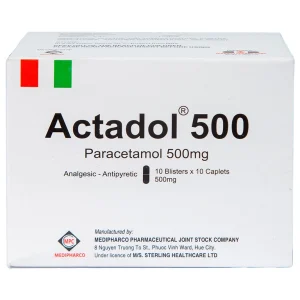 Thuốc Actadol 500 Medipharco điều trị các chứng đau và sốt từ nhẹ đến vừa (10 vỉ x 10 viên)