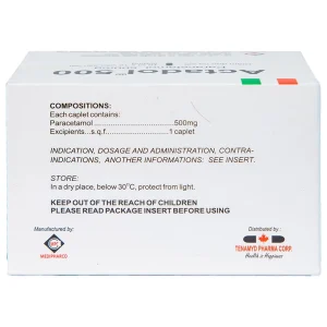 Thuốc Actadol 500 Medipharco điều trị các chứng đau và sốt từ nhẹ đến vừa (10 vỉ x 10 viên)