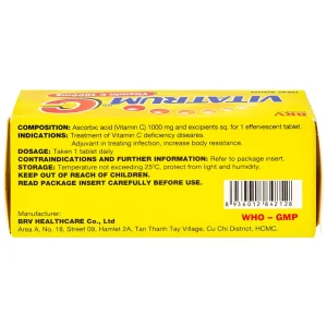 Viên sủi Vitatrum C BRV điều trị các bệnh do thiếu vitamin C (10 viên)
