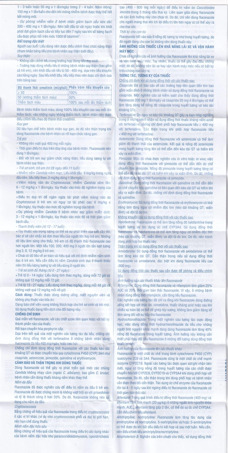 Thuốc Fluconazole Stada 150mg điều trị nhiễm nấm (1 vỉ x 1 viên)