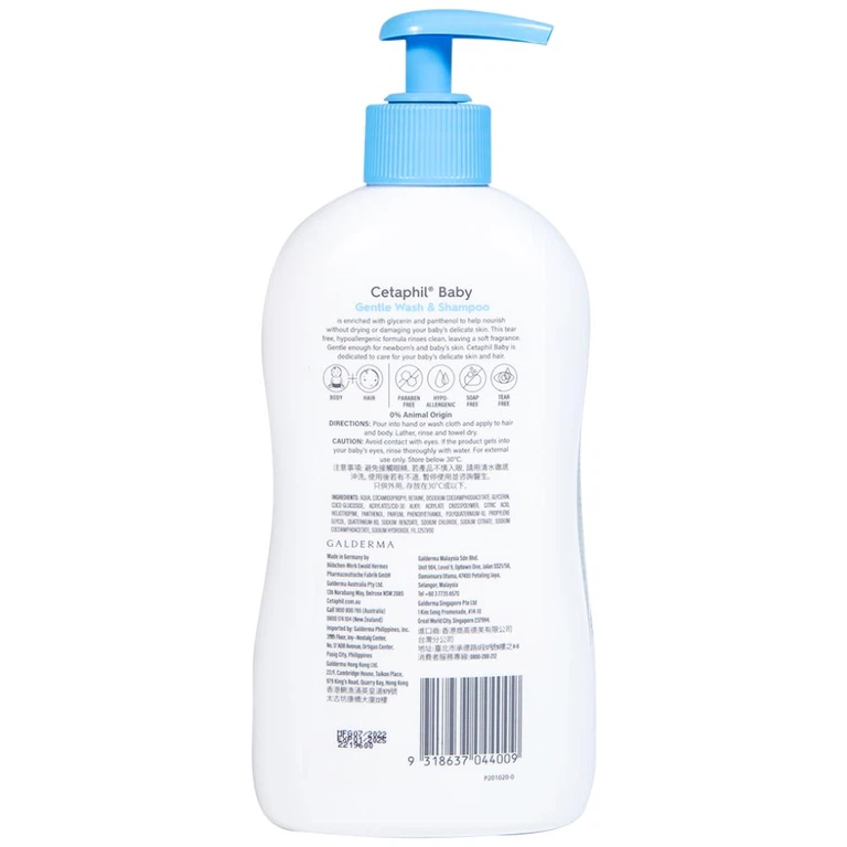 Sữa tắm và gội cho trẻ em Cetaphil Baby Gentle Wash And Shampoo (400ml)