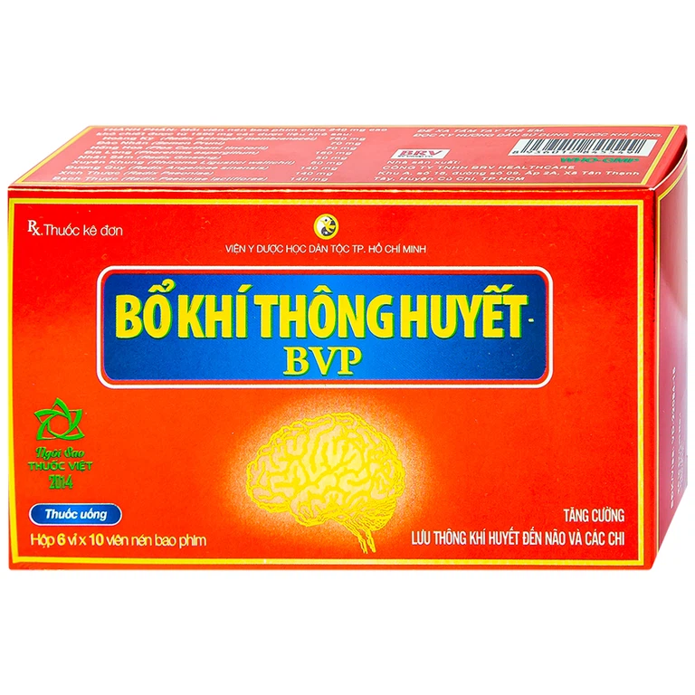 Thuốc Bổ Khí Thông Huyết BVP tăng cường lưu thông khí huyết đến não và các chi (6 vỉ x 10 viên)