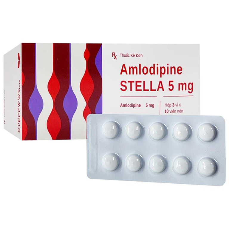 Thuốc Amlodipine Stella 5mg Stellapharm điều trị tăng huyết áp (3 vỉ x 10 viên)