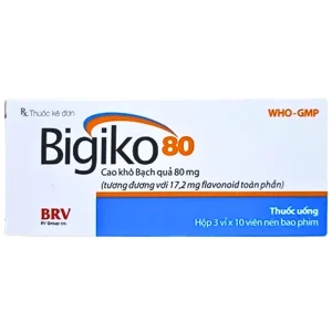 Thuốc Bigiko 80 BRV điều trị thiểu năng tuần hoàn não (3 vỉ x 10 viên)