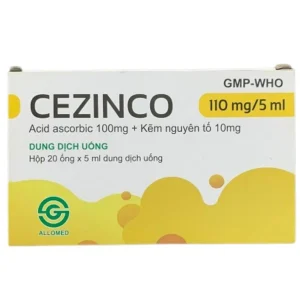 Dung dịch uống Cezinco 110mg/5ml Allomed phòng ngừa và điều trị thiếu vitamin C (20 ống)