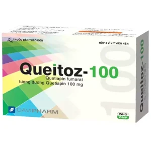 Thuốc Queitoz 100 Davipharm điều trị tâm thần phân liệt, rối loạn lưỡng cực (4 vỉ x 7 viên)