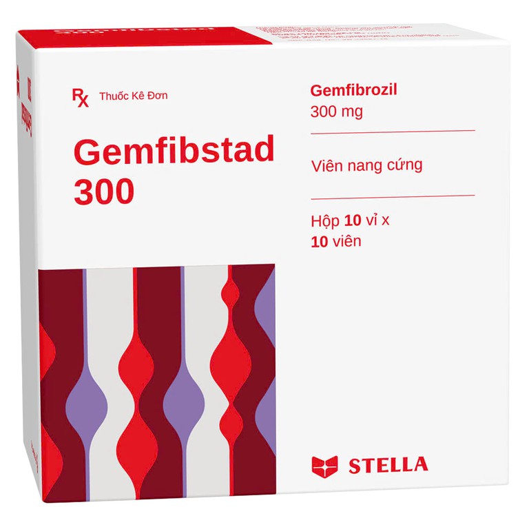 Thuốc Gemfibstad 300 Stella điều trị tăng lipid huyết (10 vỉ x 10 viên)