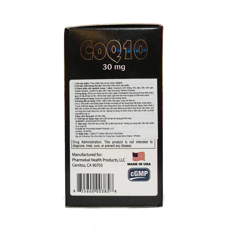 Viên uống CoQ10 30mg Pharmekal giảm quá trình oxy hóa, hỗ trợ sức khỏe cho tim (30 viên)