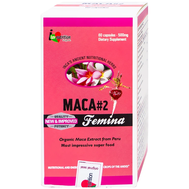 Viên uống Maca #2 Femina Raca bổ sung năng lượng tích cực, tăng bài tiết tố nữ (60 viên)